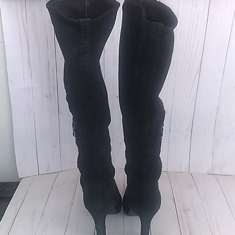 Prada knee high black suede boots - Picture 4 of 7